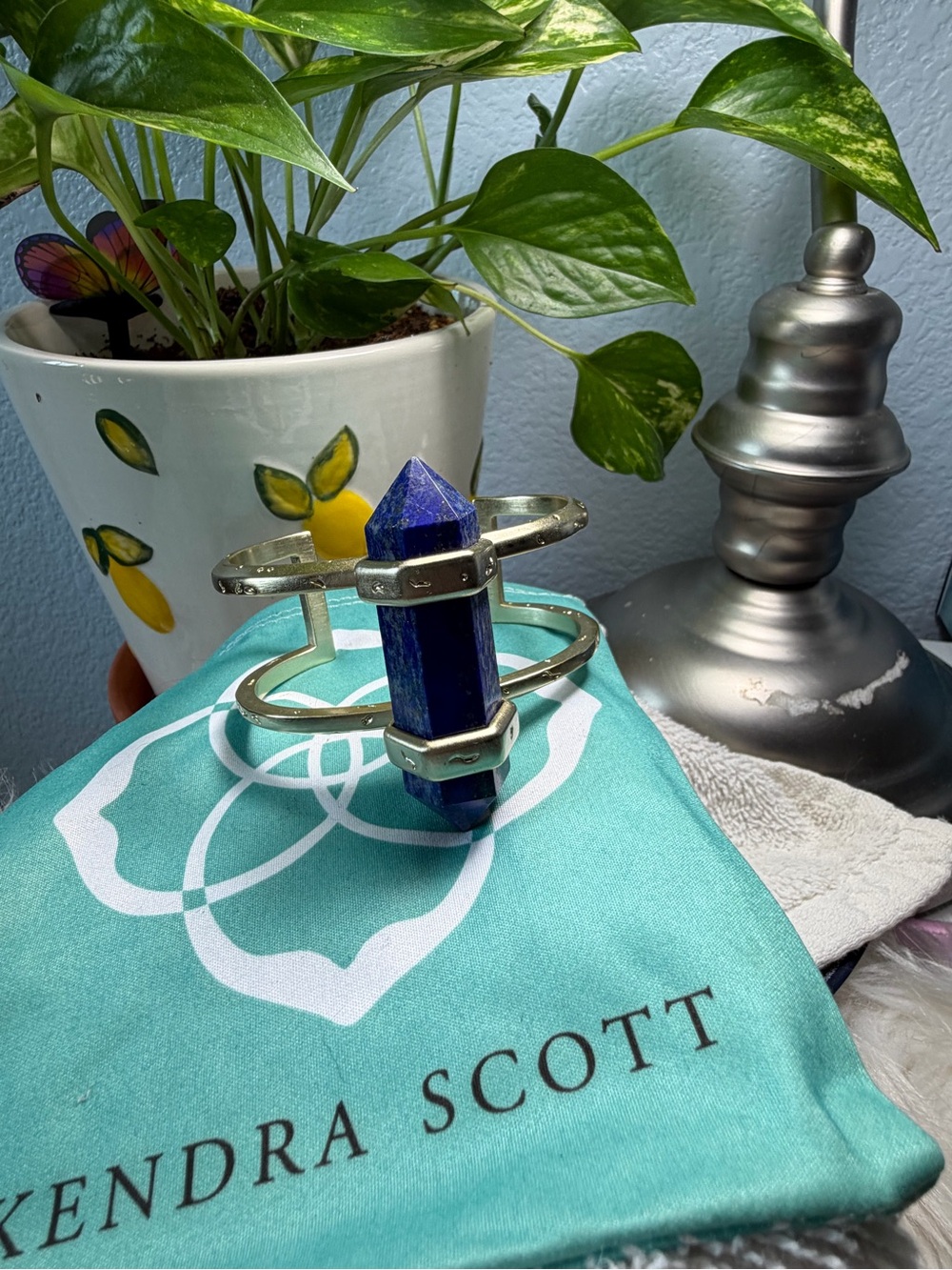 Kendra Scott Navy Blue Crystal Double-Band Cuff